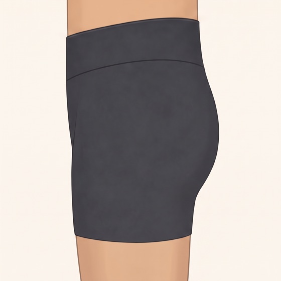 Square butt shape from the side